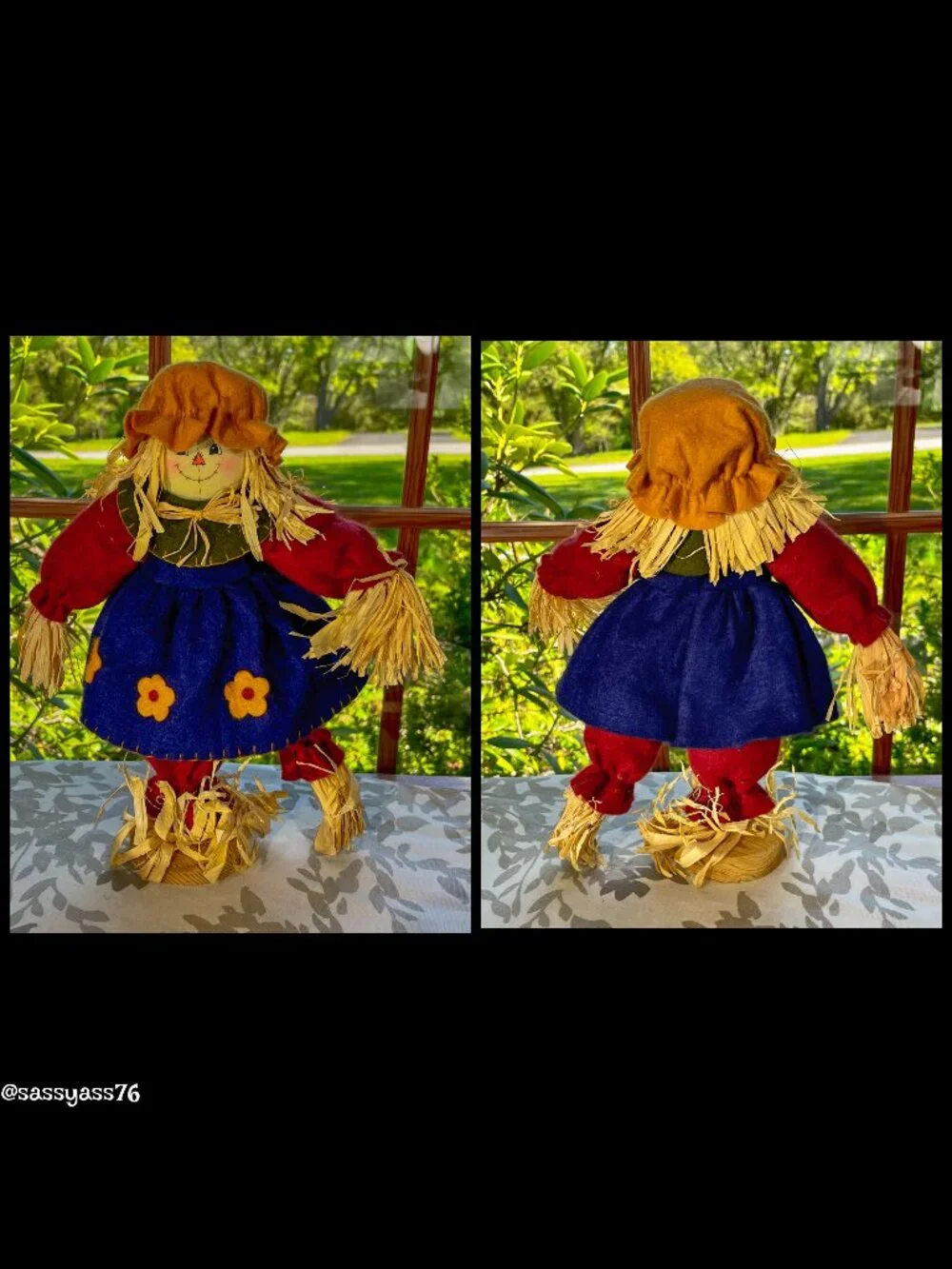 ▪️VTG▪️Three HANDCRAFTED 18.5" & 12.5" Straw Textile & Wood SCARECROW Figures - Picture 10 of 15